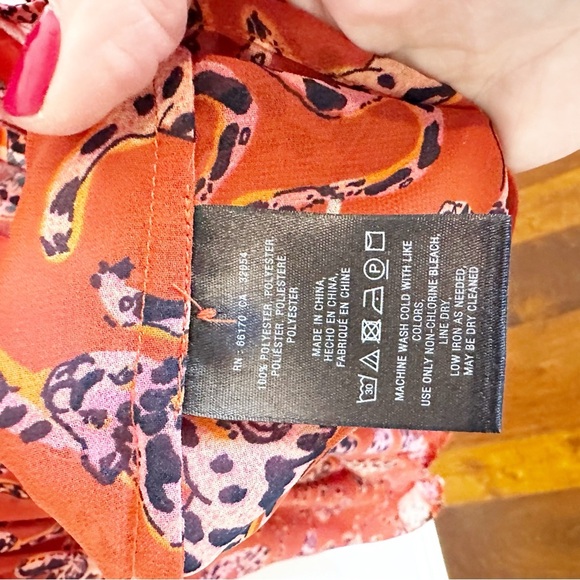 Anthropologie Maeve Darby Women’s Rust Leopard Print Smocked Sleeveless Blouse - Picture 6 of 10